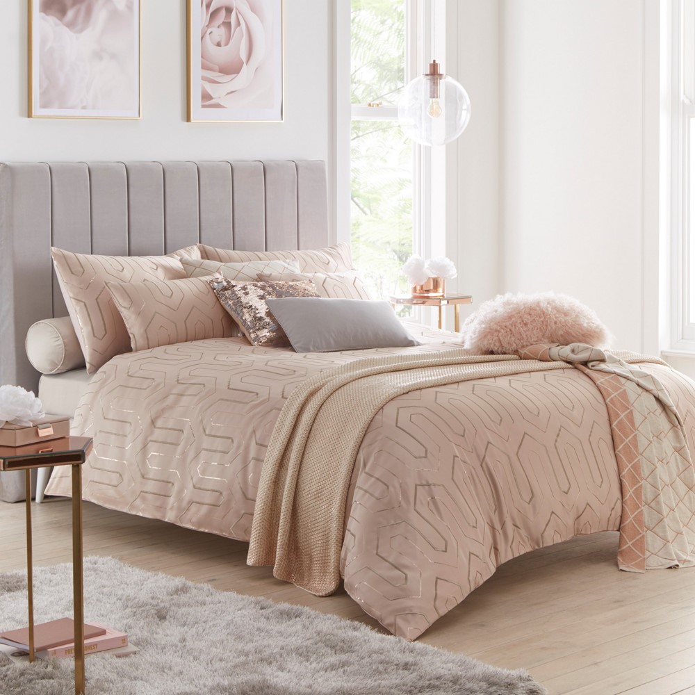 Phoebe Geometric Cotton Bedding By Tess Daly in Blush Pink